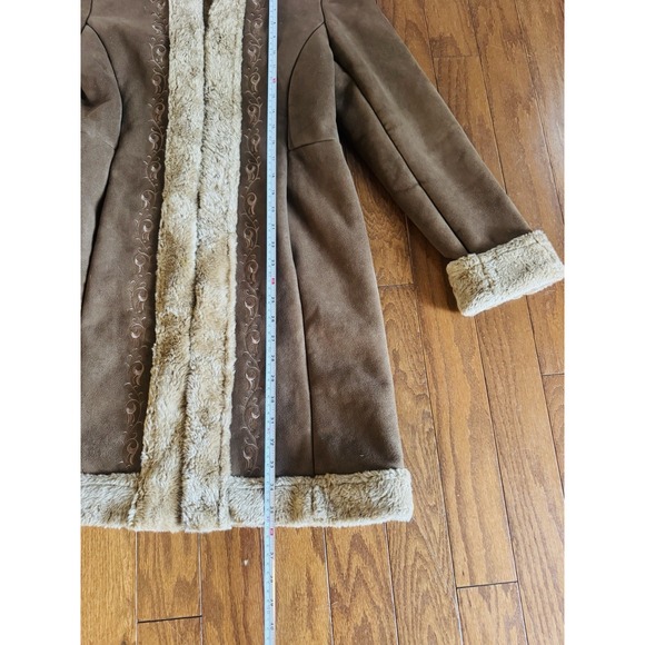 Penny Lane ESPRIT Women's Small Coat Suede Faux Fur Boho Jacket VTG Y2K - Picture 5 of 12